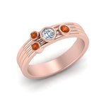 Load image into Gallery viewer, four-stone-diamond-asymmetrical-band-with-orange-sapphire-in-rose-gold-FD9098BGSAOR-NL-RG
