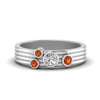 Load image into Gallery viewer, four-stone-diamond-asymmetrical-band-with-orange-sapphire-in-white-gold-FD9098BGSAOR-NL-WG