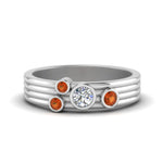 Load image into Gallery viewer, four-stone-diamond-asymmetrical-band-with-orange-sapphire-in-white-gold-FD9098BGSAOR-NL-WG
