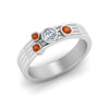 Load image into Gallery viewer, four-stone-diamond-asymmetrical-band-with-orange-sapphire-in-white-gold-FD9098BGSAOR-NL-WG