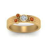 Load image into Gallery viewer, four-stone-diamond-asymmetrical-band-with-orange-sapphire-in-yellow-gold-FD9098BGSAOR-NL-YG

