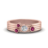 Load image into Gallery viewer, four-stone-diamond-asymmetrical-band-with-pink-sapphire-in-rose-gold-FD9098BGSADRPI-NL-RG