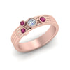 Load image into Gallery viewer, four-stone-diamond-asymmetrical-band-with-pink-sapphire-in-rose-gold-FD9098BGSADRPI-NL-RG
