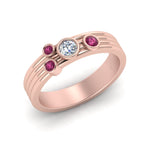 Load image into Gallery viewer, four-stone-diamond-asymmetrical-band-with-pink-sapphire-in-rose-gold-FD9098BGSADRPI-NL-RG
