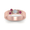Load image into Gallery viewer, four-stone-diamond-asymmetrical-band-with-pink-sapphire-in-rose-gold-FD9098BGSADRPI-NL-RG