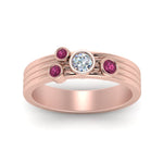 Load image into Gallery viewer, four-stone-diamond-asymmetrical-band-with-pink-sapphire-in-rose-gold-FD9098BGSADRPI-NL-RG
