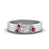 Load image into Gallery viewer, four-stone-diamond-asymmetrical-band-with-pink-sapphire-in-white-gold-FD9098BGSADRPI-NL-WG