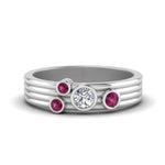Load image into Gallery viewer, four-stone-diamond-asymmetrical-band-with-pink-sapphire-in-white-gold-FD9098BGSADRPI-NL-WG
