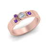 Load image into Gallery viewer, four-stone-diamond-asymmetrical-band-with-purple-topaz-in-rose-gold-FD9098BGVITO-NL-RG