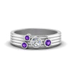 Load image into Gallery viewer, four-stone-diamond-asymmetrical-band-with-purple-topaz-in-white-gold-FD9098BGVITO-NL-WG