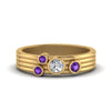 Load image into Gallery viewer, four-stone-diamond-asymmetrical-band-with-purple-topaz-in-yellow-gold-FD9098BGVITO-NL-YG