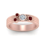Load image into Gallery viewer, four-stone-diamond-asymmetrical-band-with-ruby-in-rose-gold-FD9098BGRUDR-NL-RG

