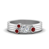 Load image into Gallery viewer, four-stone-diamond-asymmetrical-band-with-ruby-in-white-gold-FD9098BGRUDR-NL-WG