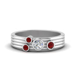 Load image into Gallery viewer, four-stone-diamond-asymmetrical-band-with-ruby-in-white-gold-FD9098BGRUDR-NL-WG
