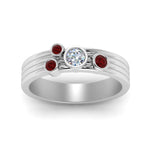 Load image into Gallery viewer, four-stone-diamond-asymmetrical-band-with-ruby-in-white-gold-FD9098BGRUDR-NL-WG
