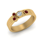 Load image into Gallery viewer, four-stone-diamond-asymmetrical-band-with-ruby-in-yellow-gold-FD9098BGRUDR-NL-YG
