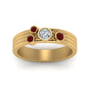 Load image into Gallery viewer, four-stone-diamond-asymmetrical-band-with-ruby-in-yellow-gold-FD9098BGRUDR-NL-YG