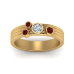 Load image into Gallery viewer, four-stone-diamond-asymmetrical-band-with-ruby-in-yellow-gold-FD9098BGRUDR-NL-YG

