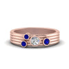 Load image into Gallery viewer, four-stone-diamond-asymmetrical-band-with-sapphire-in-rose-gold-FD9098BGSABL-NL-RG