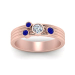 Load image into Gallery viewer, four-stone-diamond-asymmetrical-band-with-sapphire-in-rose-gold-FD9098BGSABL-NL-RG
