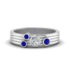 Load image into Gallery viewer, four-stone-diamond-asymmetrical-band-with-sapphire-in-white-gold-FD9098BGSABL-NL-WG