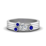 Load image into Gallery viewer, four-stone-diamond-asymmetrical-band-with-sapphire-in-white-gold-FD9098BGSABL-NL-WG
