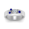 Load image into Gallery viewer, four-stone-diamond-asymmetrical-band-with-sapphire-in-white-gold-FD9098BGSABL-NL-WG