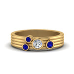 Load image into Gallery viewer, four-stone-diamond-asymmetrical-band-with-sapphire-in-yellow-gold-FD9098BGSABL-NL-YG
