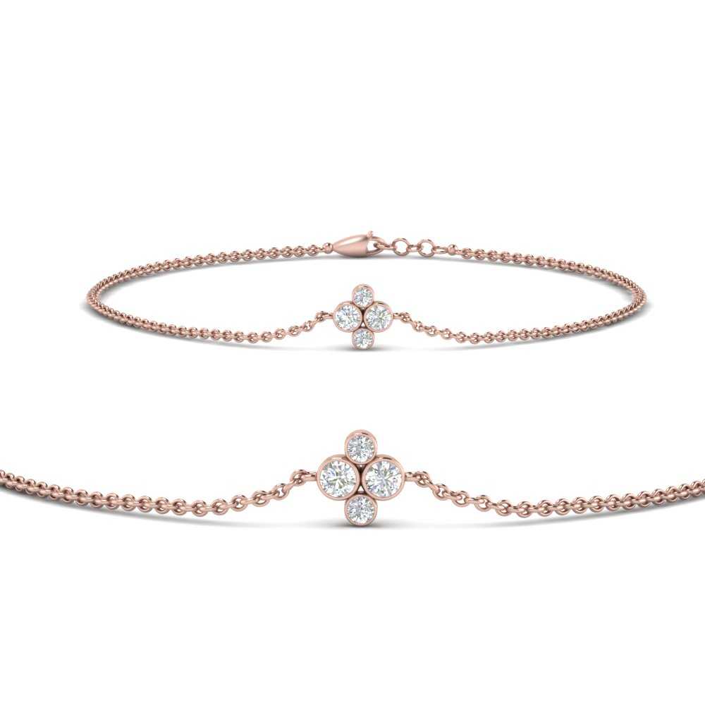 Four-Stone Round Diamond Chain Bracelet