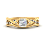 Load image into Gallery viewer, french-pave-asscher-contour-black-diamond-wedding-band-in-yellow-gold-FD9986B1ASGBLACK-NL-YG