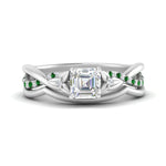 Load image into Gallery viewer, french-pave-asscher-contour-emerald-wedding-band-in-white-gold-FD9986B1ASGEMGR-NL-WG
