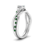 Load image into Gallery viewer, french-pave-asscher-contour-emerald-wedding-band-in-white-gold-FD9986B1ASGEMGR-NL-WG