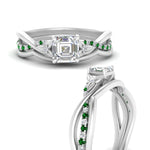 Load image into Gallery viewer, french-pave-asscher-contour-emerald-wedding-band-in-white-gold-FD9986B1ASGEMGR-NL-WG