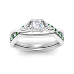 Load image into Gallery viewer, french-pave-asscher-contour-emerald-wedding-band-in-white-gold-FD9986B1ASGEMGR-NL-WG
