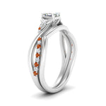 Load image into Gallery viewer, french-pave-asscher-contour-orange-sapphire-wedding-band-in-white-gold-FD9986B1ASGSAOR-NL-WG
