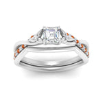 Load image into Gallery viewer, french-pave-asscher-contour-orange-sapphire-wedding-band-in-white-gold-FD9986B1ASGSAOR-NL-WG
