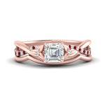 Load image into Gallery viewer, french-pave-asscher-contour-ruby-wedding-band-in-rose-gold-FD9986B1ASGRUDR-NL-RG
