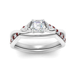 Load image into Gallery viewer, french-pave-asscher-contour-ruby-wedding-band-in-white-gold-FD9986B1ASGRUDR-NL-WG

