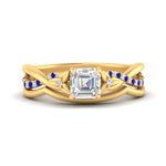 Load image into Gallery viewer, french-pave-asscher-contour-sapphire-wedding-band-in-yellow-gold-FD9986B1ASGSABL-NL-YG
