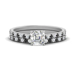 Load image into Gallery viewer, french-pave-asscher-petite-black-diamond-wedding-ring-set-in-FD9918ASGBLACKANGLE3-NL-WG-B1
