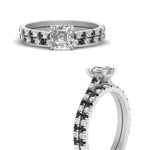 Load image into Gallery viewer, french-pave-asscher-petite-black-diamond-wedding-ring-set-in-FD9918ASGBLACKANGLE3-NL-WG-B1
