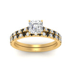 Load image into Gallery viewer, french-pave-asscher-petite-black-diamond-wedding-ring-set-in-FD9918ASGBLACKANGLE3-NL-YG-B1
