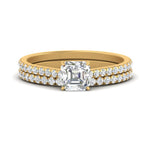Load image into Gallery viewer, french-pave-asscher-petite-diamond-wedding-ring-set-in-FD9918ASANGLE3-NL-YG-B1
