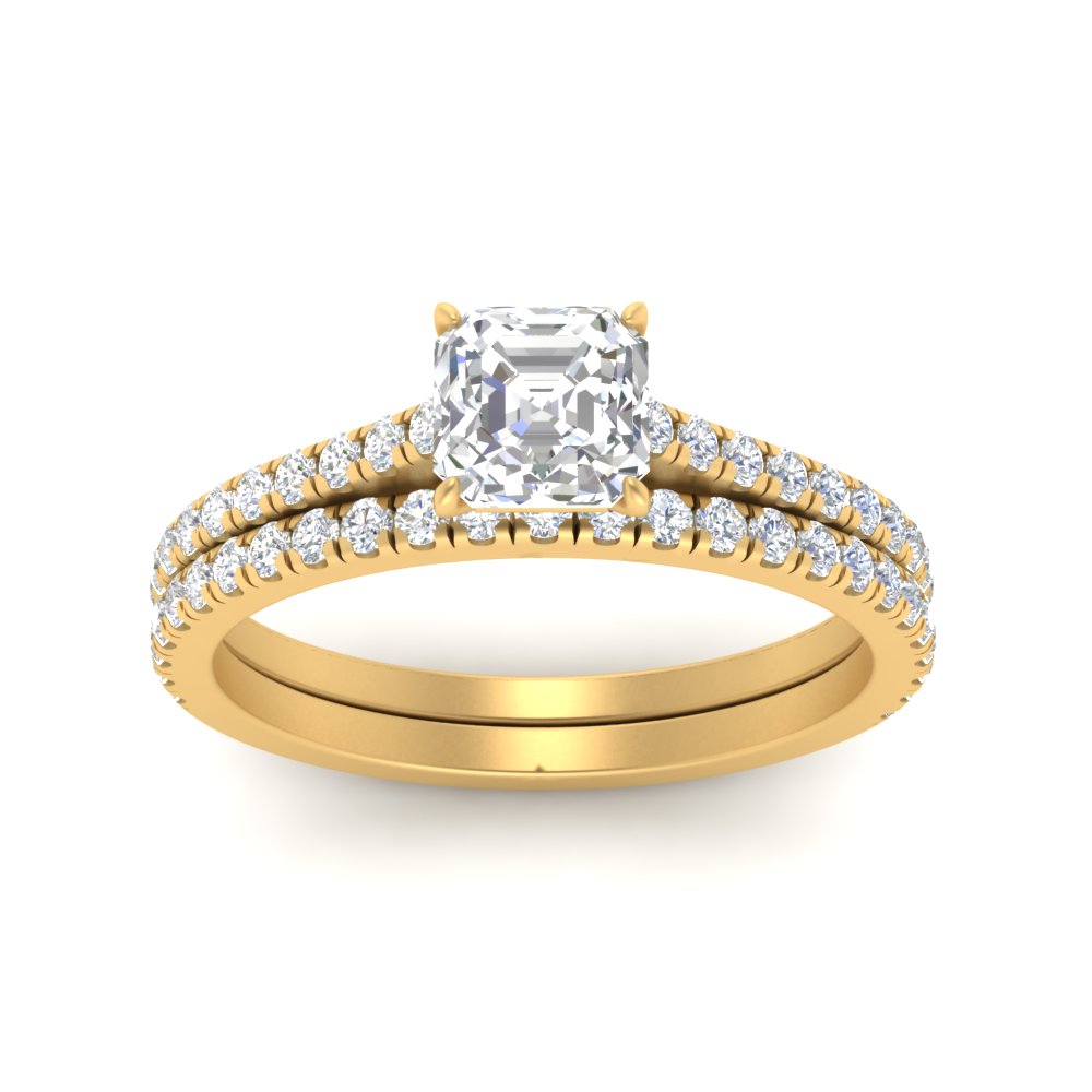 french-pave-asscher-petite-diamond-wedding-ring-set-in-FD9918ASANGLE3-NL-YG-B1