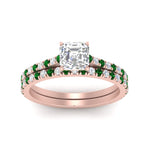 Load image into Gallery viewer, french-pave-asscher-petite-emerald-wedding-ring-set-in-FD9918ASGEMGRANGLE3-NL-RG-B1
