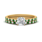 Load image into Gallery viewer, french-pave-asscher-petite-emerald-wedding-ring-set-in-FD9918ASGEMGRANGLE3-NL-YG-B1

