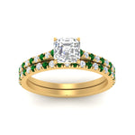 Load image into Gallery viewer, french-pave-asscher-petite-emerald-wedding-ring-set-in-FD9918ASGEMGRANGLE3-NL-YG-B1
