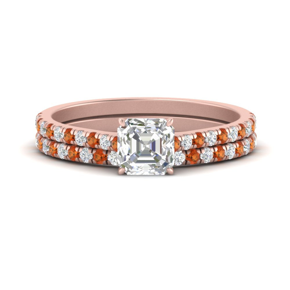 french-pave-asscher-petite-orange-sapphire-wedding-ring-set-in-FD9918ASGSAORANGLE3-NL-RG-B1