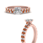 Load image into Gallery viewer, french-pave-asscher-petite-orange-sapphire-wedding-ring-set-in-FD9918ASGSAORANGLE3-NL-RG-B1
