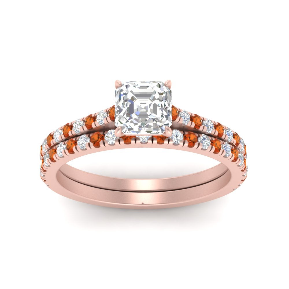french-pave-asscher-petite-orange-sapphire-wedding-ring-set-in-FD9918ASGSAORANGLE3-NL-RG-B1